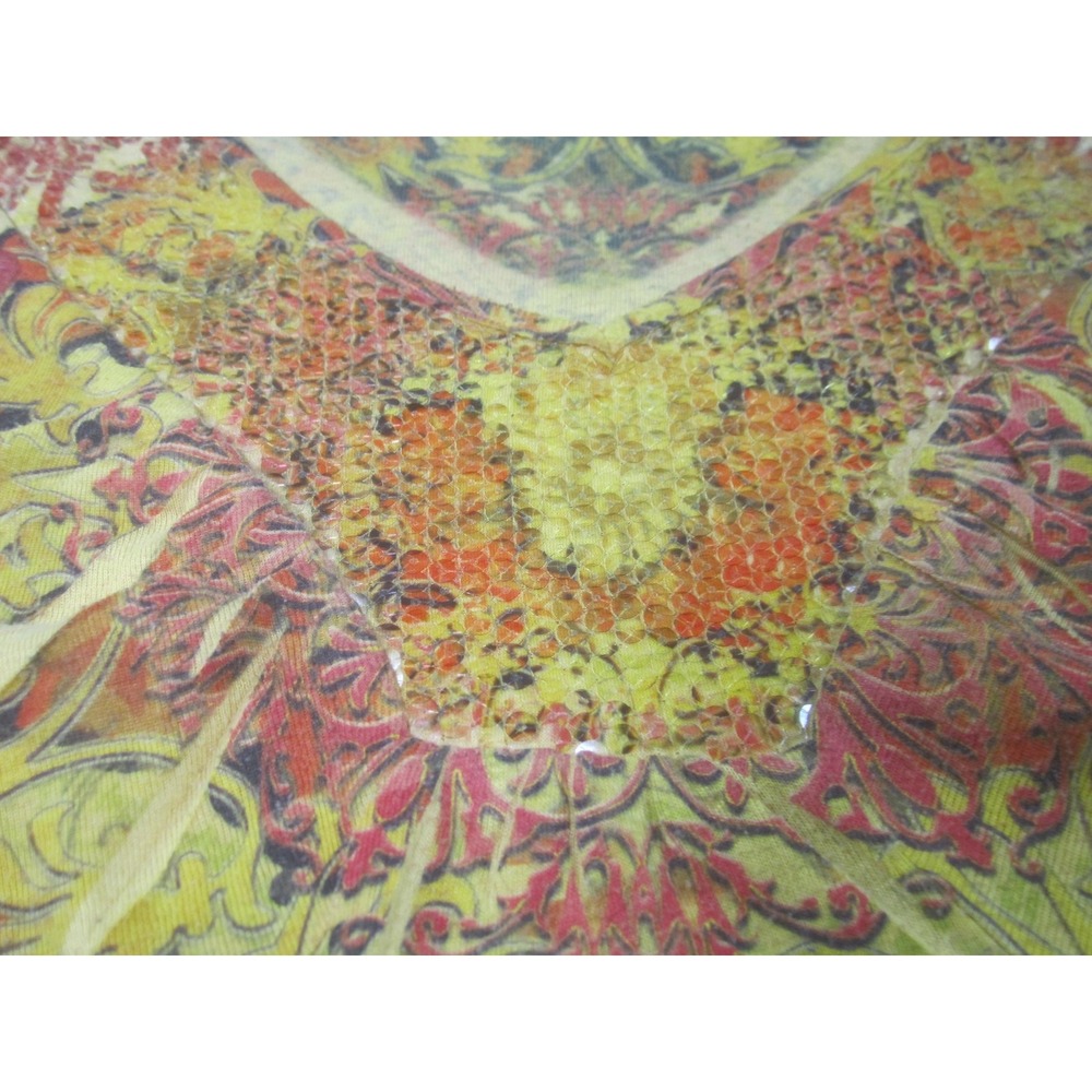 Cato Woman Shirt Womens Plus 18/20W Yellow Boho V Neck 3/4 Sleeve Embellished‎ - Picture 3 of 9